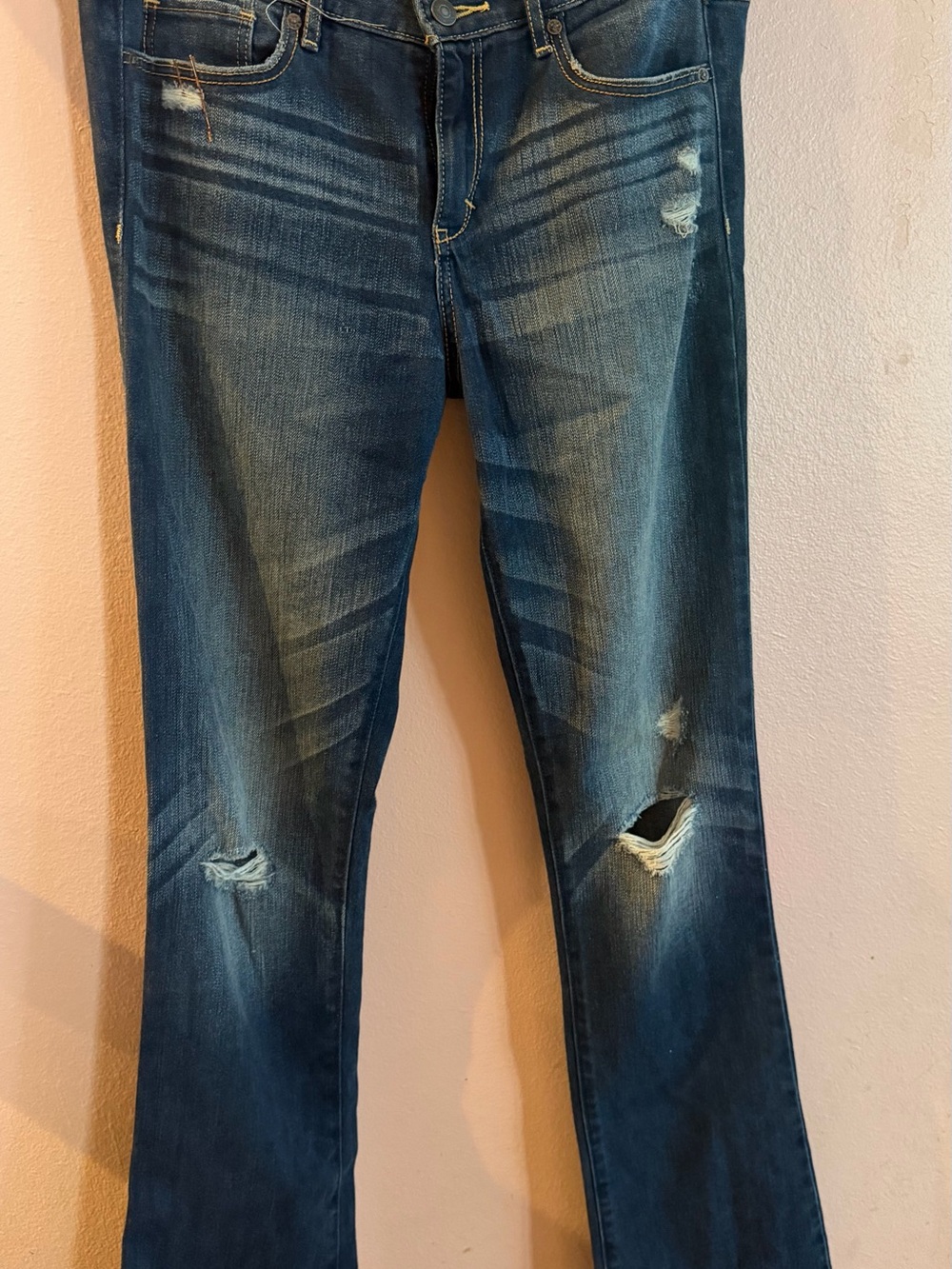 Abercrombie & Fitch Dark Blue Distressed Bootcut Jeans